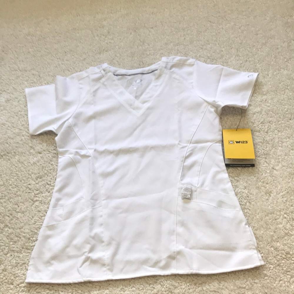 NWT womens white XS scrub top